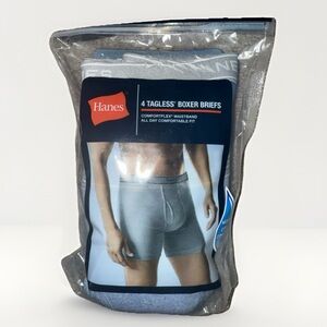 HANES Men’s L Boxer Briefs 4pack Comfort Waistband Underwear Blue/Navy Blue New